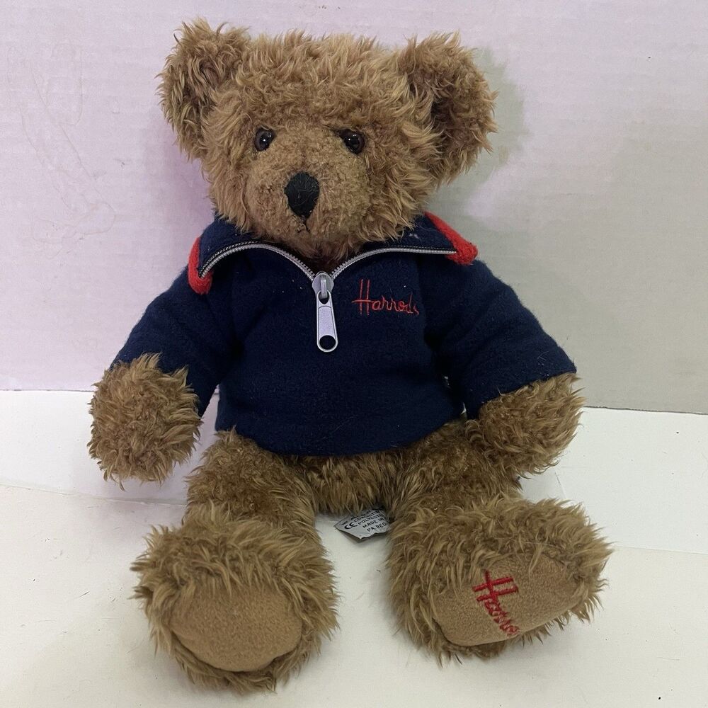 Vtg Harrods Teddy Bear Plush Blue Pullover 2002 12”